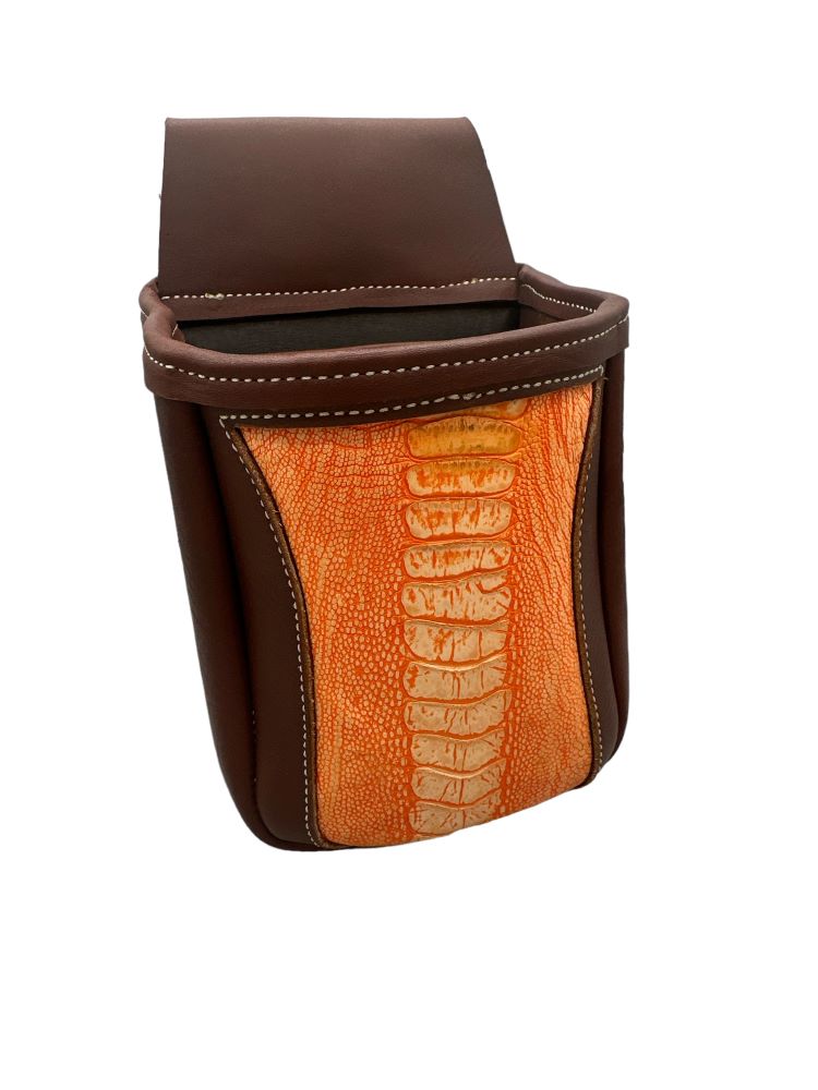 Ostrich Shell Pouch - Shown in Orange