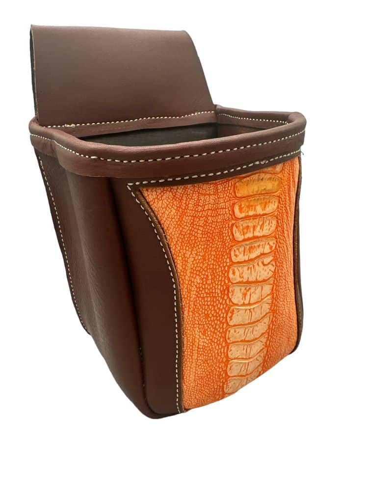 Ostrich Shell Pouch - Shown in Orange, side view